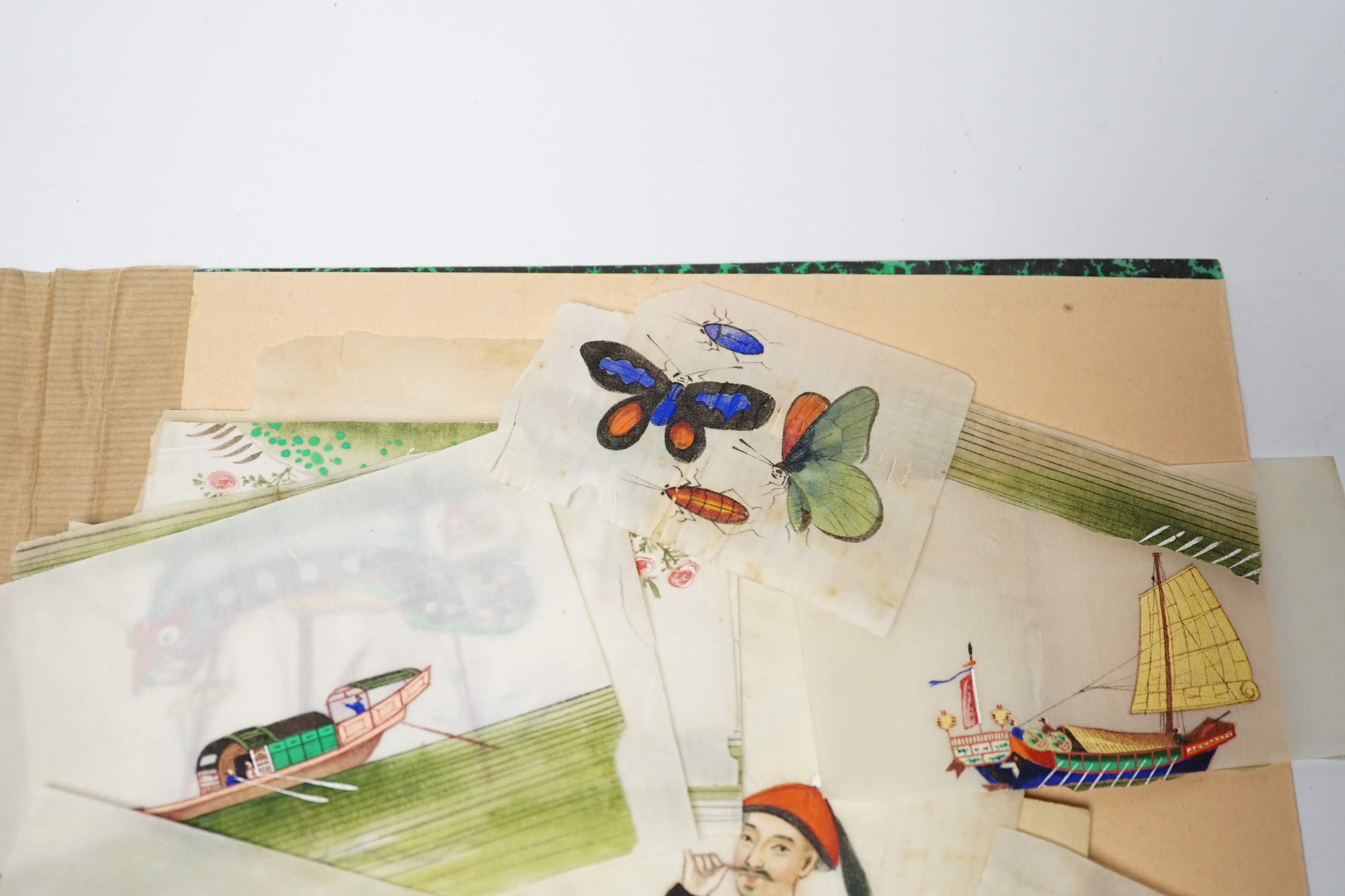 A folder of Chinese pith paper paintings
